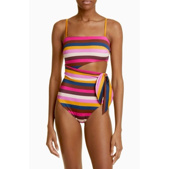 Zimmermann Striped Cutout Scarf Tie One Piece Swimsuit - Picture 5 of 15